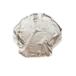 Vince Satin Silk Long Sleeve Top Champagne Gold Shirt Pullover Round Neck Med
